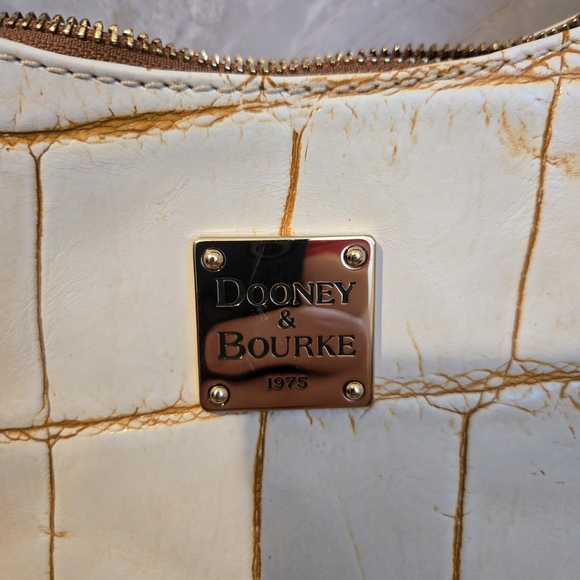 Dooney & Bourke White and Brown Croc-Embossed Women's Bag - Picture 4 of 15